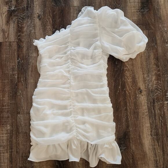 Mergim Magda Bridal One Shoulder Dress White Size 2 US Size Medium *No Belt* - Picture 6 of 12